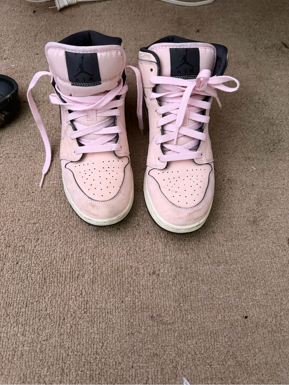 Jordan Kids Pink High-Top Sneakers with Black Tongue Logo